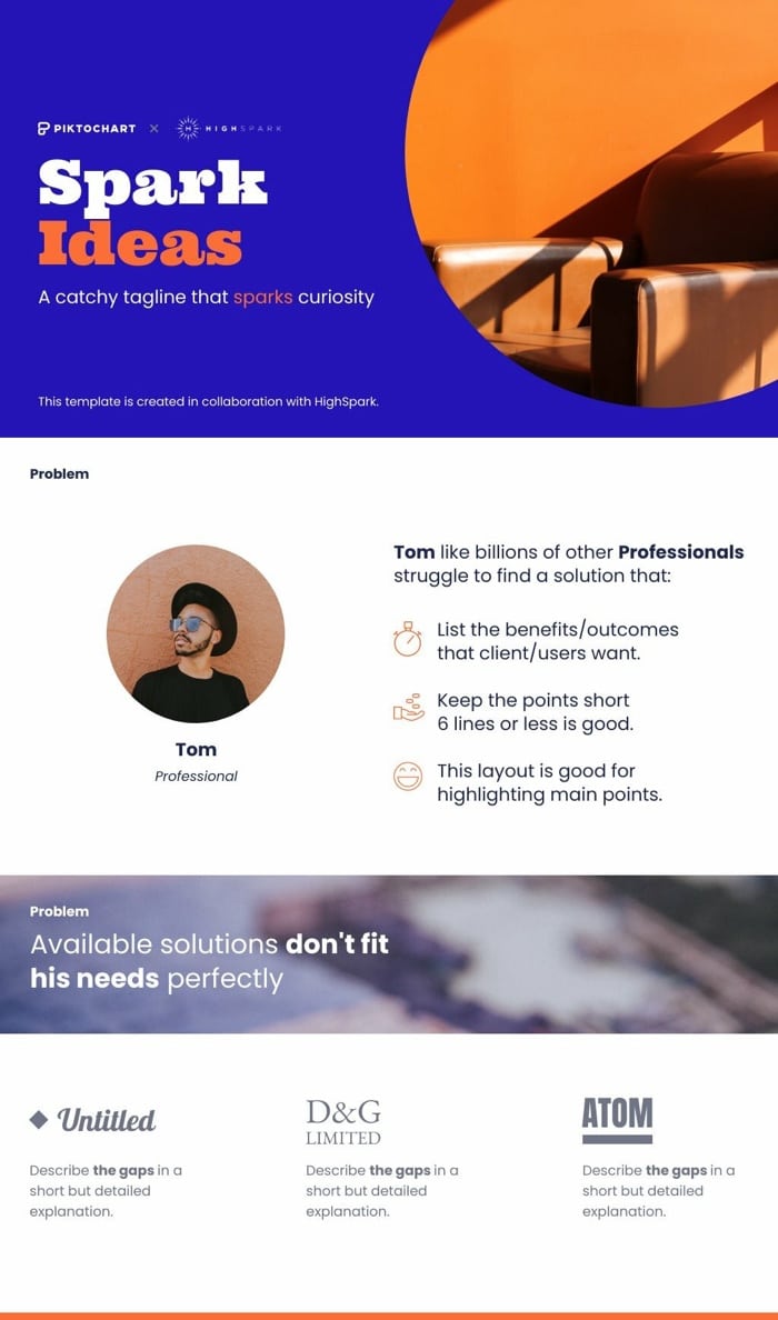 Pitch Deck de Investimento com HighSpark